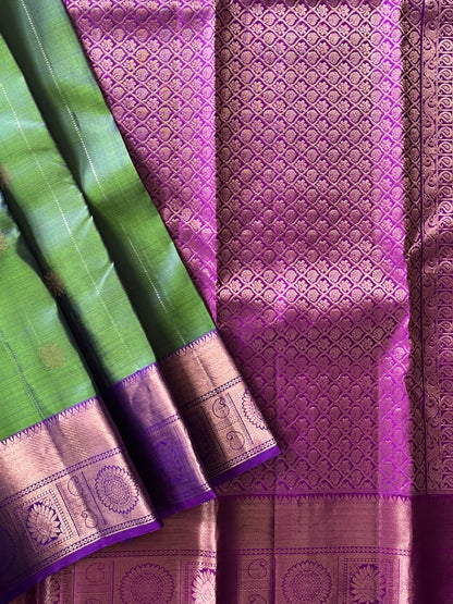 Twilight Bloom Kanjeevaram in Green Blue Kalanetha