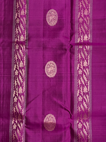 The Royal Medallion Kanjeevaram in Purple and Antique Gold