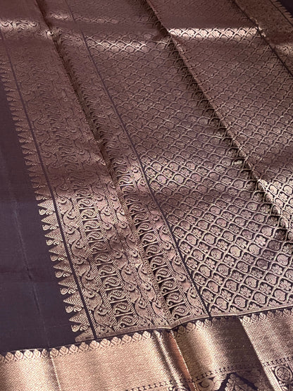 The Royal Medallion Kanjeevaram in Purple and Antique Gold