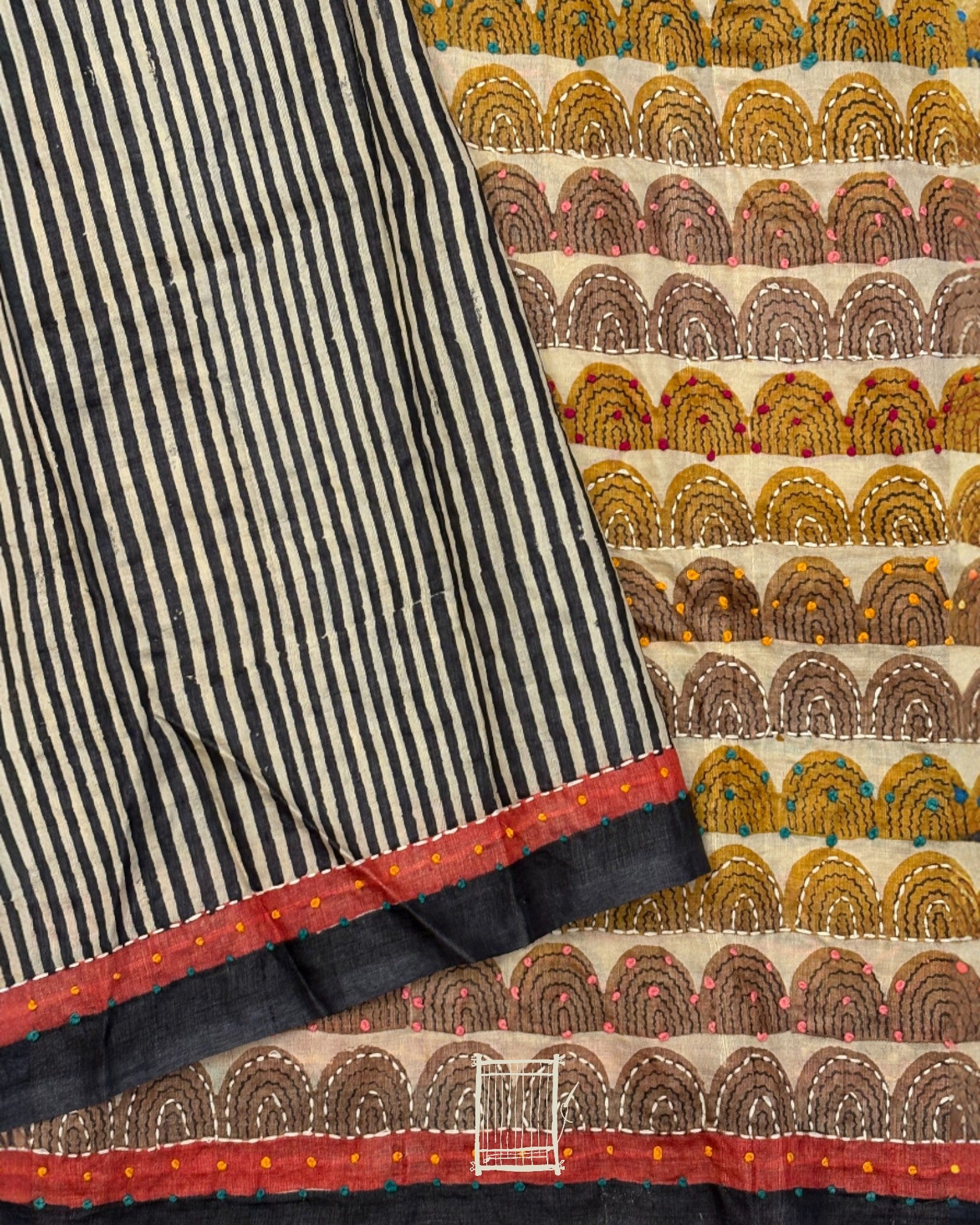 Block-printed striped blouse for a modern contrast